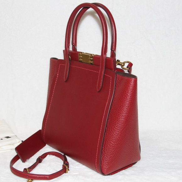 Coach Troupe Tote Deep Red Leather Purse Handbag - Picture 5 of 7